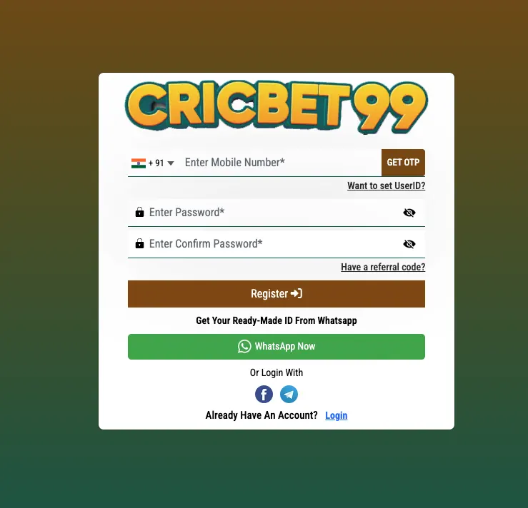 Create Your CricBet99 Account